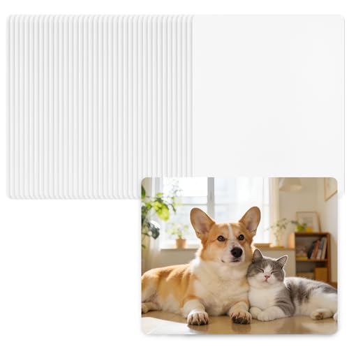 Jibrelxion 40 Pack Sublimation Mouse Pad Blanks, Heat Press Printing Rectangular 3mm Thick DIY Custom Mouse Pads, Non-Slip Rubber Mouse Mat for Transfer, Office, and Laptop, 8.7