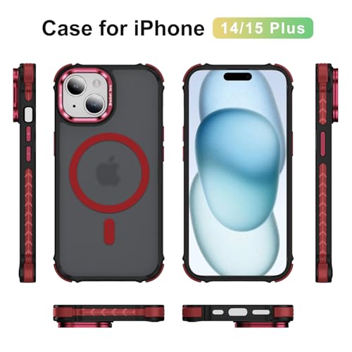 Coque magnétique pour iPhone 15 Plus avec béquille pour protéger des chutes