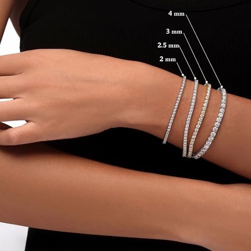 Moissanite Tennis Bracelet For Women and Men in 18K White Gold/Yellow Gold Over Sterling Silver, 2mm-4mm Width, Comes With Gift Box2