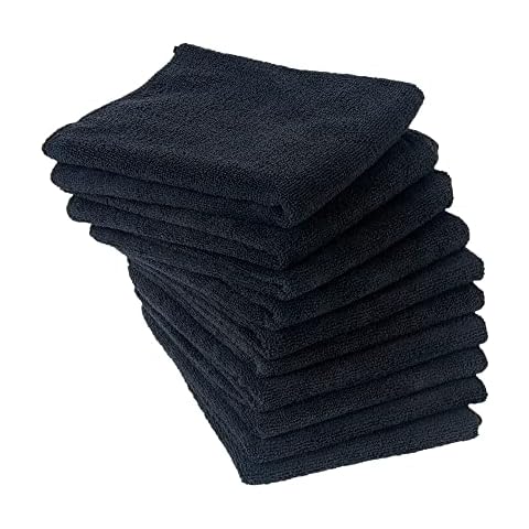Eurow Microfiber Bleachproof Ultra Absorbent Salon Towels, 16 x 29 Inches, 10-Pack, Black Cover