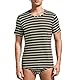 Landofgenie Herren Bodysuit One Piece Streifen Top Kurzarm Jumpsuit Einteiliger Unterwäsche Baumwolle Strampler braun 3XL