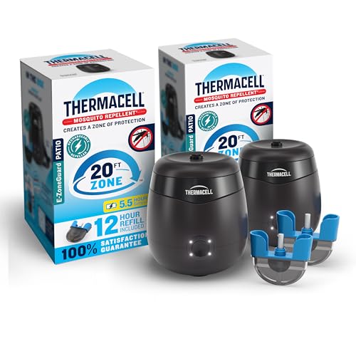 Thermacell E55 E-Series Rechargeable Mosquito Repeller with 20’ Mosquito Protection Zone; 2 Pack Bundle, Graphite; Includes 12-Hr Repellent Refill; Bug Spray Alternative; Scent Free