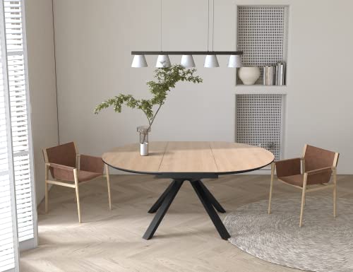 Acanva Extension Oval/Round Dining Table For 6, Expandable Butterfly Leaf & Sturdy Base, Suit For Kitchen, Living Room & Apartment, 51.2”W(+19.7”) X 51.2”D X 30.1”H, Light Oak #TOP1