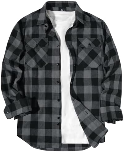 zitysport Hemd Herren Kariertes Langarm Arbeitshemd Männer Flanell Holzfällerhemd mit Brusttaschen Warmes für Outdoor Arbeit Freizeit Regular Fit
