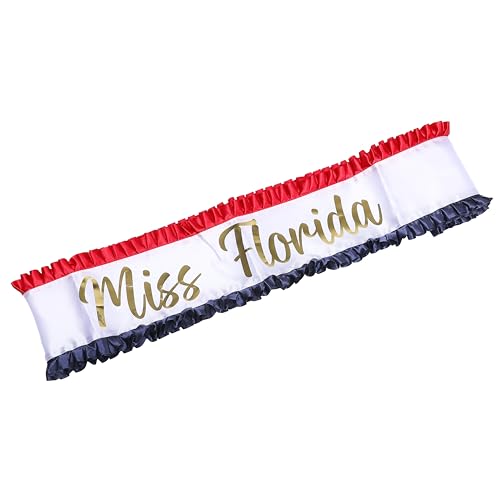 Miss State USA Pageant Sash – Satin State Sash for Women for Halloween, Bachelorette Parties, Pageants, Costumes & Events (Florida)
