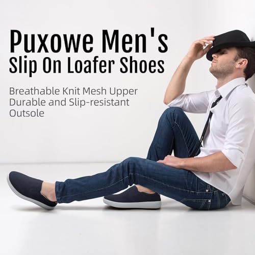 Image of Puxowe Men's Slip on Sneakers Lightweight Breathable Mesh Fashioin Loafers Casual Shoes