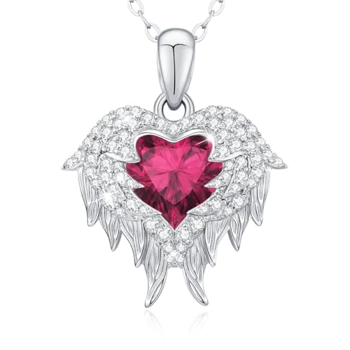 Collier femme argent 925 massif et pierre fine pendentif coeur aile d'ange prestige