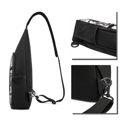 Sling Backpack Crossbody Sling Bag Negro Blanco Pulpo y Barco miniatura 3