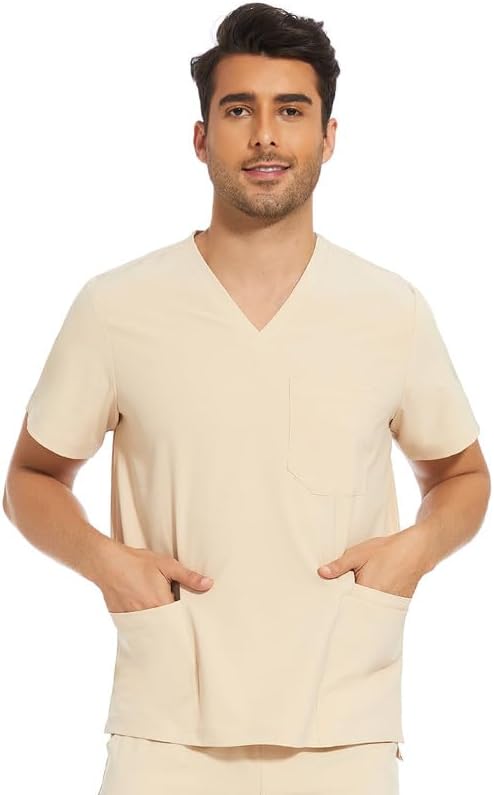 COZYFIT Scrub Top for Men - Stretch V-Neck Scrubs with 3 Pockets, Anti-Wrinkle Scrubs for Men - Image 4