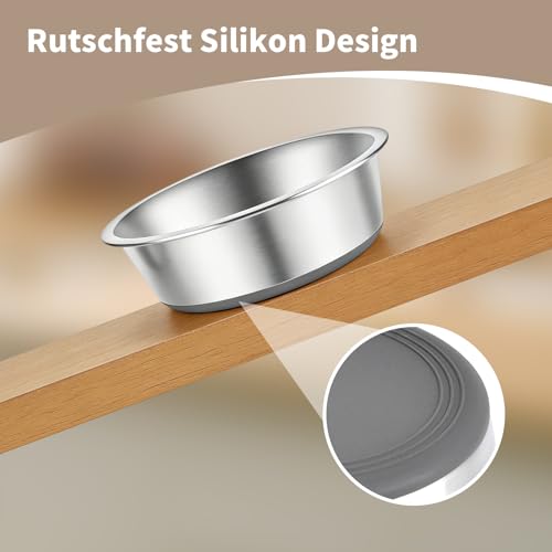 Hundenapf Edelstahl, 2 Stück 900ml Futternapf Hund Napfset, Trinknapf Fressnapf Hund mit Rutschfester Silikonbasis, Hundenapf Kleine Mittelgroße Grosse Hunde Wassernapf
