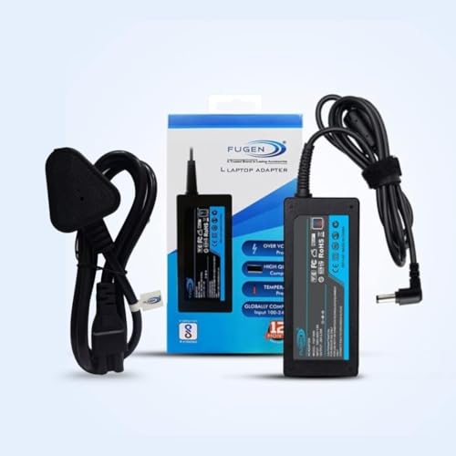 Image of Fugen Adapter Laptop Charger 65w 19v 3.42a pin Size 5.5 * 2.5mm Compatible for Lenovo, Toshiba, asus, hcl, intex, fujitsu, wipro, medion, NEC Brand laptops with Power Cable- Black