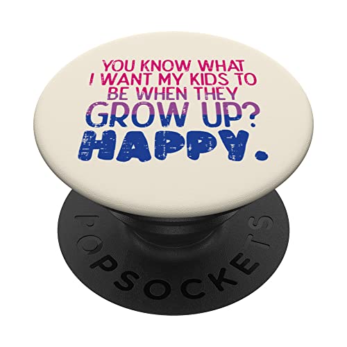Kids Grow Up Happy Bisexual Bi Pride Stuff Drapeau LGBT Mom Dad PopSockets PopGrip Interchangeable