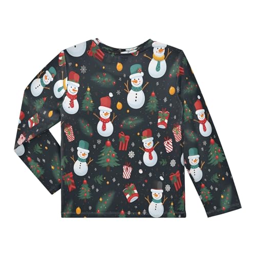 Boys Rash Guard Swim Shirt Long Sleeve UPF+ 50 Sun Shirts Quick Dry Shirt Cartoon Snowman Christmas Tree for Toddler Kids2