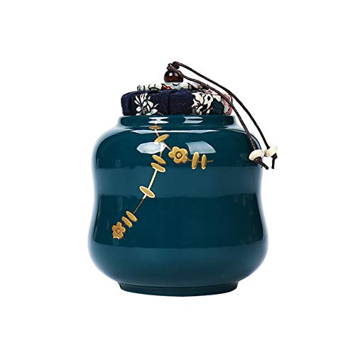 Tarros de té Celadon herméticos, latas de té, latas de café, mini latas de almacenamiento portátiles pequeñas de cerámica, latas de café para el hogar