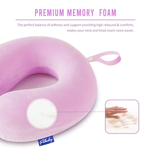 Image of Fabuday Travel Neck Pillow Memory Foam for Airplane Traveling Light Purple