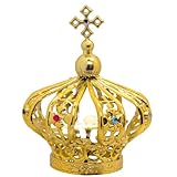 VILLAGE GIFT IMPORTERS Gold-Tone May Crowning Royal Crown for Blessed Mother Statue | Optional Pin for Stabalizing | Plastic Accessory for Mary Figurine | Catholic Tradition (3' x 2.75')