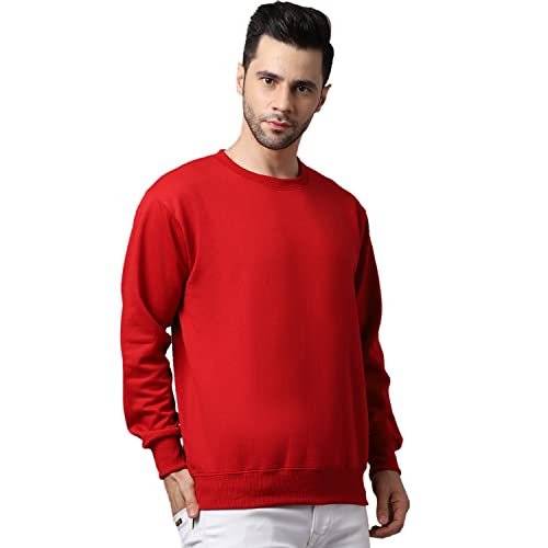 Image of BZR-Men's Fleece Round Neck Regular Sweatshirt (Sw Rrn Black 01-L Black L)(1903)