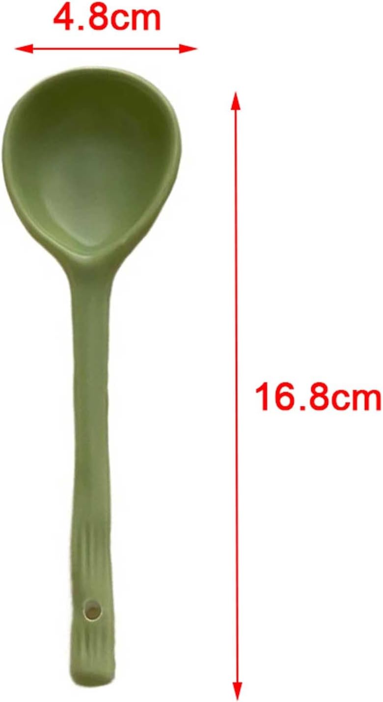 Soup Spoon Set of 4 Different Color Ceramics Spoons Table Dinner Asian with Slender Handle Ice Cream Scoop