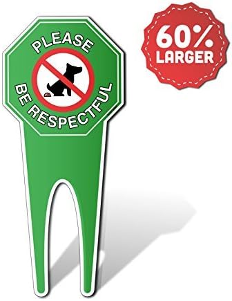 Extra Large No Pooping Dog Yard Signs, Double-Sided, Heavy-Duty Aluminum, Rust-Free, Stop Dogs from Pooping On Your Lawn, Sign Politely Reads: Please Be Respectful, 20" x 9"