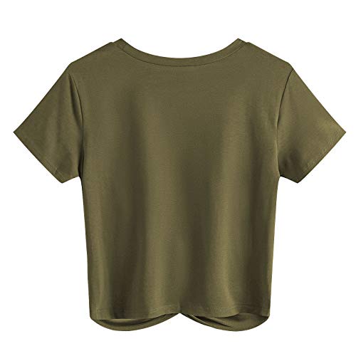 JINKESI-Womens-Summer-Causal-Short-Sleeve-Blouse-Round-Neck-Crop-Tops-Twist-Front-Tee-T-Shirt