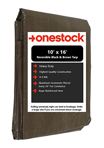 Tarp Cover Brown 10' x 16' Outdoor Waterproof Poly Tarpaulin with Grommets