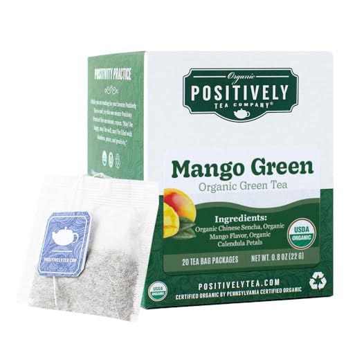 Image of Positively Tea, Organic Mango Green Tea Bags, 20 Count