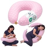 DOLCI SOGNI Cuscino Gravidanza e Allattamento Multiuso | Cuscino Gravidanza per Dormire | 100% Cotone OEKO-TEX Sfoderabile | Regalo Donna Incinta premaman
