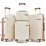 Joyway Expandable Luggage Sets 5 Piece with TSA Lock, Lightweight Hard Shell Travel Suitcase Set with Spinner Wheels, White