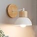 Lámpara de pared Madera Metal Apliques de Pared E27 Moderno Creativo Simple Hierro Luz de Pared Retro Lámpara de Cabecera para Dormitorio Estudiar Restaurante Escalera Sala, Blanco