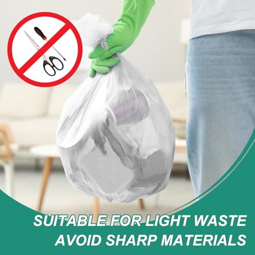 Image of Magesh 4-6 Gallon Trash Bag Strong, Leakage-Free, Small Garbage Bags Unscented Thick for Bathroom, Office, Kitchen Small Trash Can, 15L, 1000 Bags, Clear