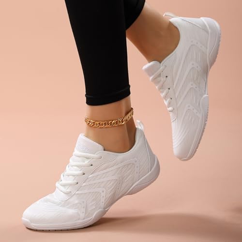 YSMIIH Women Cheerleading Dance Fashion Trainers Sneakers Lace Up Gym Athletic Sport Training Ventilate Line Fabric Fashion Sport Shoes4