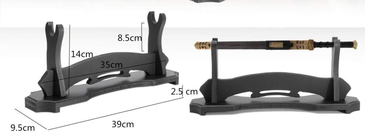 Stojak na miecz samurajski z drewna 1-3-poziomowego, Katana, Wakizashi, Tanto, czarny(2 Tier)