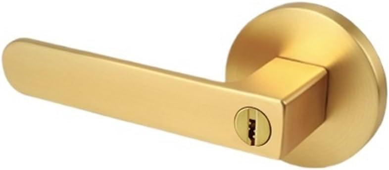 Hotel Bathroom Three-Pole Lock with red and Green Indicator Lock Indoor Door Lock Bathroom Door Handle Single Tongue Handle Lock(Yellow Bronze with Key ET)