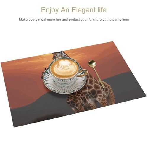 Set de table lavable imprimé girafe et résistant chaleur PVC - 4