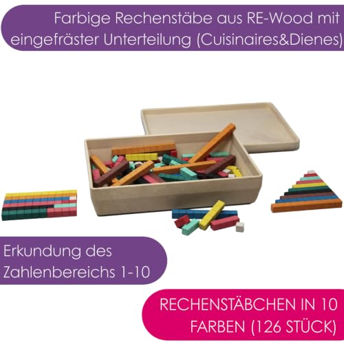 WISSNER® RE-Wood Rechenstäbchen 10 Farben (126 Stück) – Grundschule – Ansicht 2