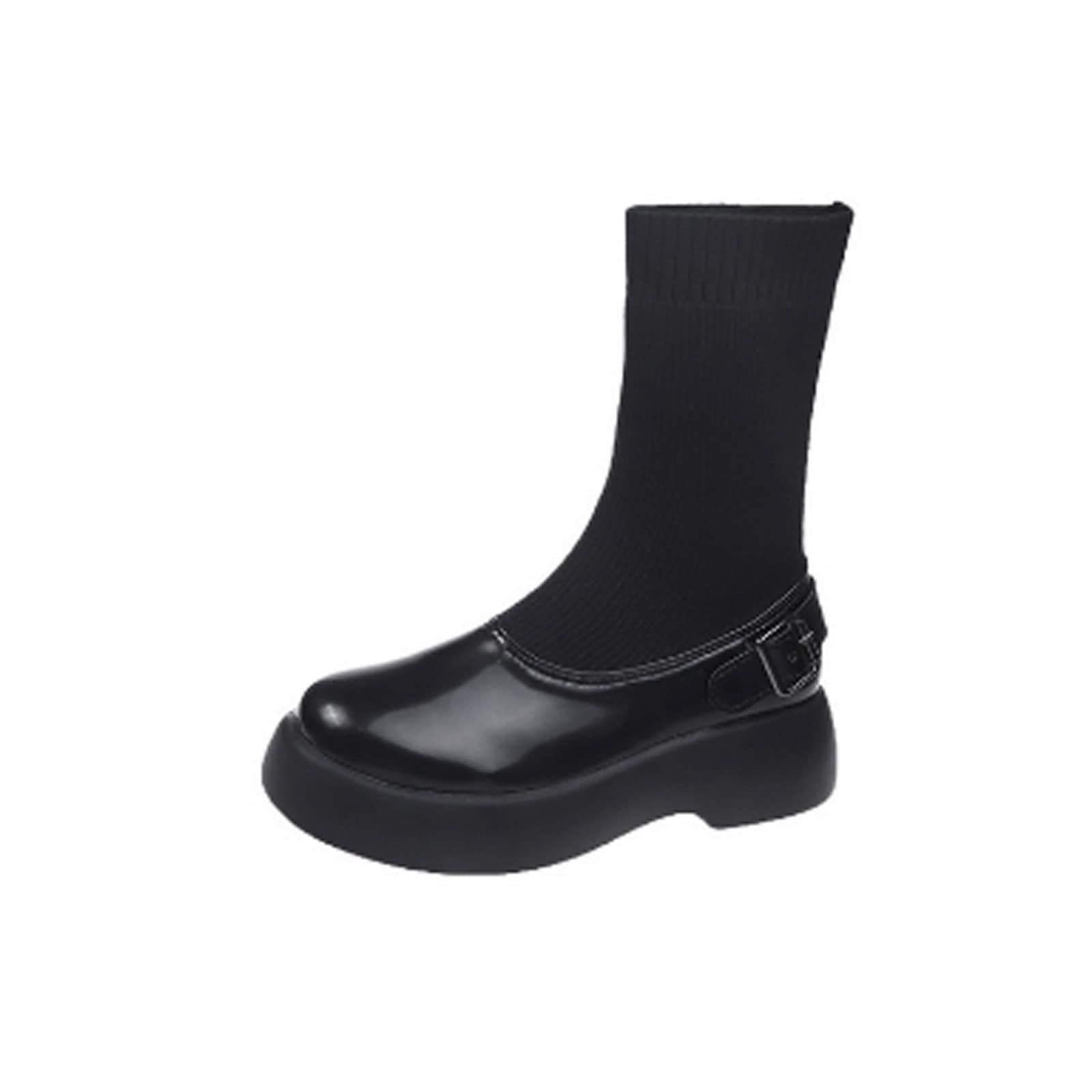 Bottines pour femmes bottes combat à plateforme et talons hauts noirs - 6