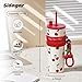 SDGA+ 24 oz Stainless Steel Tumbler with Lid and Straw, Insulated Water Bottle Leak Proof for Hot and Cold, Portable Travel Coffee Mug, Reusable Coffee Cup for Women, Cherry