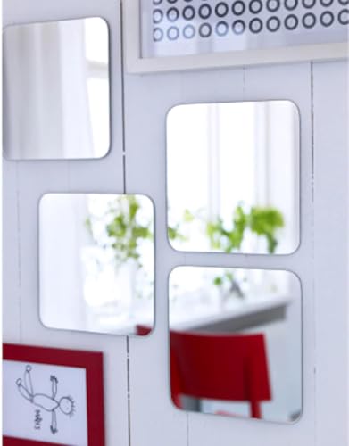 Best Decorative Wall Mirrors: Frameless vs Framed 8 windowera Premium 8" x 8" Square Glass Mirror Set of 4 - Safe Pol...