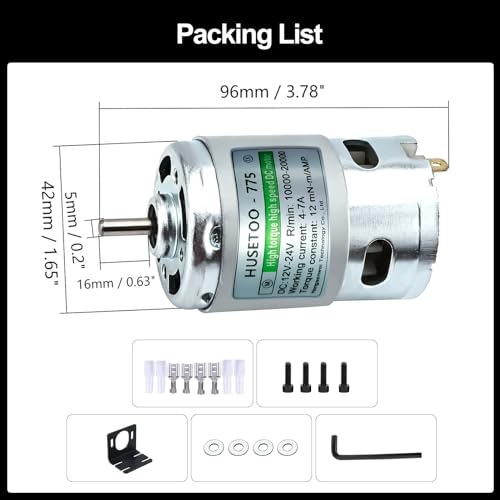 775 DC-Motor,hohes Drehmoment, 12 V DC-Motor，DC-Motor, max. 20000U/min, Doppelkugellager, leise, Power-Räder, Motor-Upgrade, DC-Motor ((Rundschaftmotoren, 1 Stück))