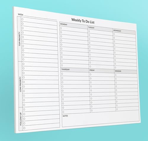 Undated Daily Planner Pad To Do List Notepad, 100 Tear off Sheets A4 ...