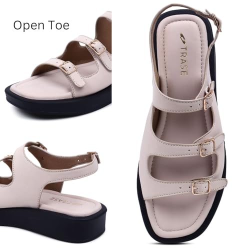 Image of TRASE Strap Trend Comfortable Flat Sandals For Women - Women Footwear Stylish And Adjustable Double Strap Sandals For Daily Use