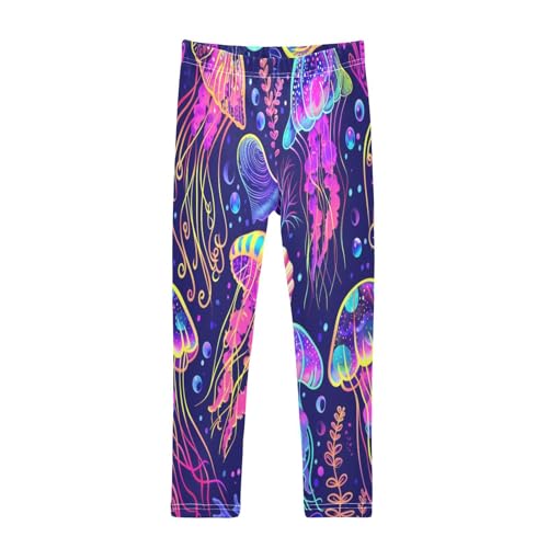 Bolaz Toddler Girls Leggings Printed Yoga Pants Leggings Purple Blue Jellyfish for Kids