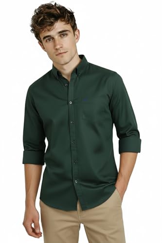 Image of Allen Solly Men's Cotton Buttoned Down Shirt | Classic Fit, Soft Breathable Fabric, Smart Casual & Office Wear