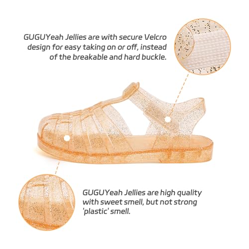 Image of GUGUYeah Jelly Sandals for Girls,Closed Toe Princess Costume Summer Dress Shoes Fisherman Gladiator Water Beach Flat Sandals for Toddler /Little Kid /Big Kid