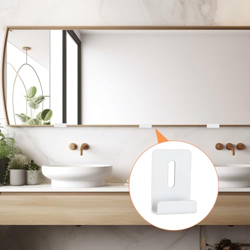 Image of 6Pcs Metal Mirror Clips Mirror Mounting Clips Wide Channel Mirror Hanger Clip Heavy Retainer Clips for Wall Mounted Frameless Mirror Billboard Display (White)