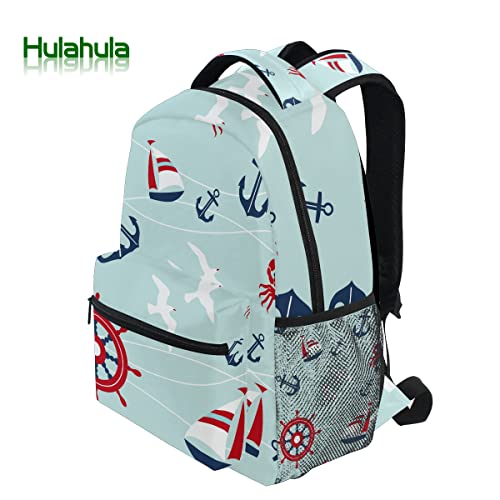 Sac à dos école ancre bleu mer protège ordinateur ado voyage