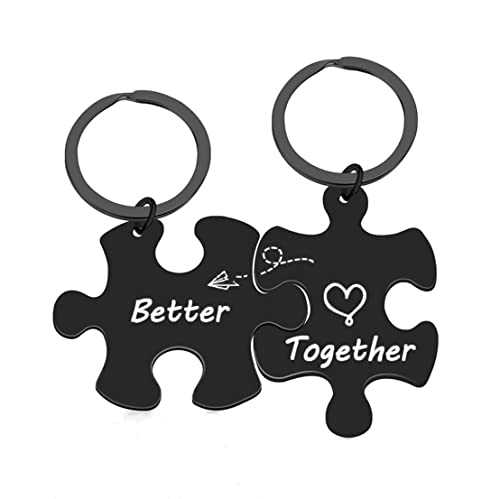 Jiahanle Llaveros de Pareja,Un Juego de 2 llaveros de Rompecabezas con el Texto en inglés Better...