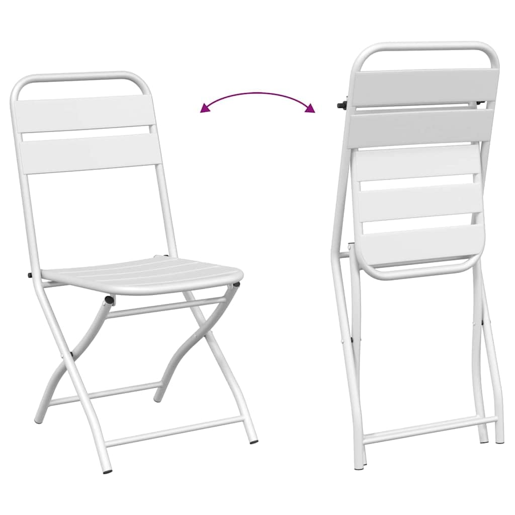 Set Bistrot Pieghevole 3 Pezzi Bianco Acciaio