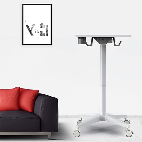 Miniatura 6 de GUMRIX Escritorio móvil para laptop, escritorio con ruedas de altura ajustable, carrito de proyector de computadora, escritorio ajustable de altura