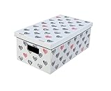 Kanguru 614 LAVATELLI, conjunto de 3 Cajas en Carton, Blanco/Negro/Rojo, 29x51x21 cm, CORAZONES, 29x51x20 cm, 3